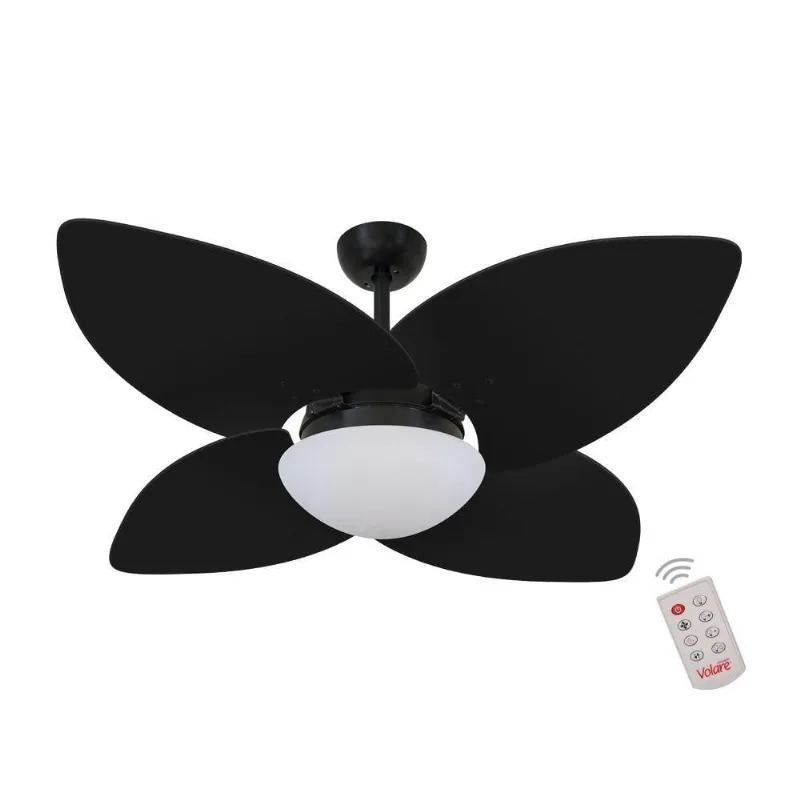 Ventilador De Teto Nero 4 Pás Preto 127V C/ Controle 110V