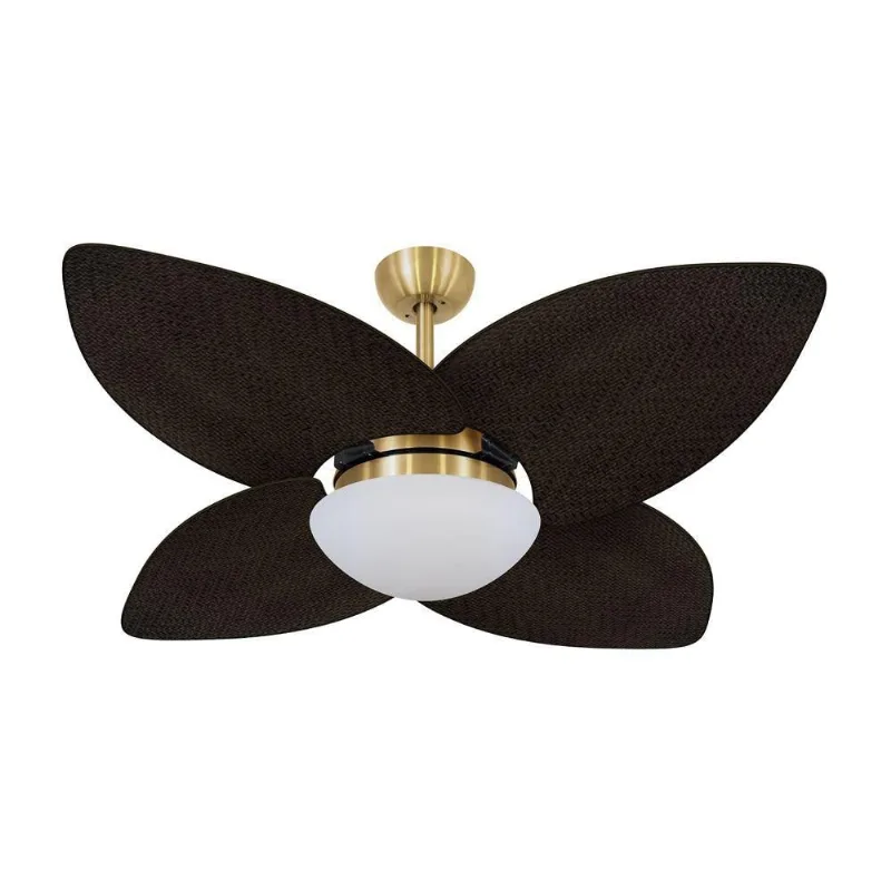 Ventilador De Teto Dourado 4 Pás Palmae Tabaco 127V 110V
