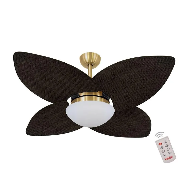 Ventilador De Teto Dourado 4 Pás Palmae Tabaco 127V 110V