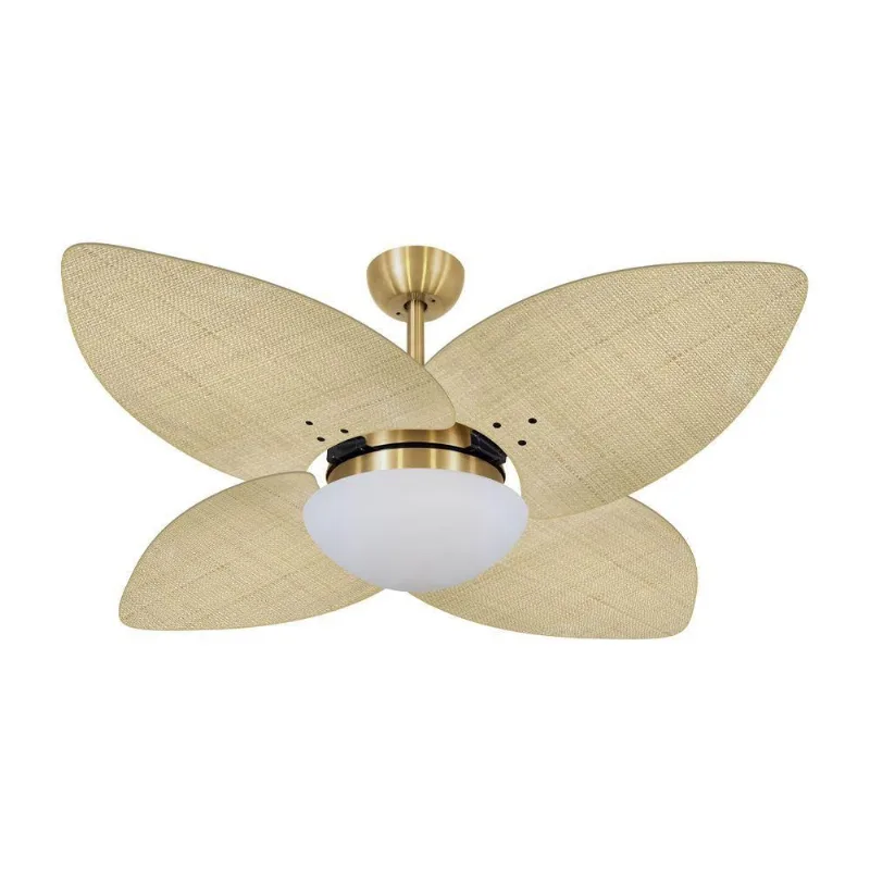 Ventilador De Teto Dourado 4 Pás Palmae Natural 220V 220V