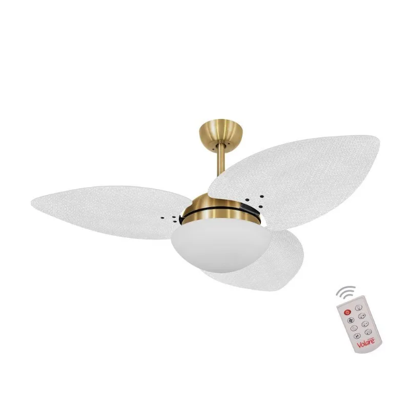 Ventilador De Teto Dourado 3 Pás Palmae Branco 127V 110V