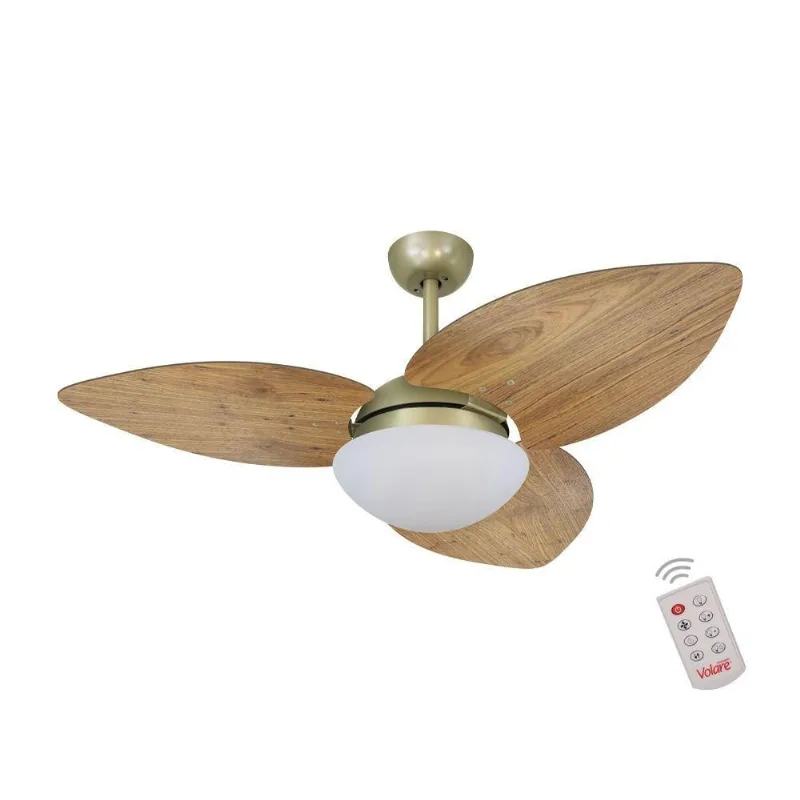 Ventilador De Teto Gold 3 Pás Rádica Freijó 220V C/ Controle 220V