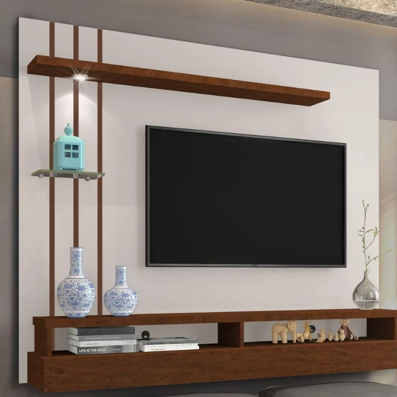 Painel Para Tv Cronos Off White E Canela
