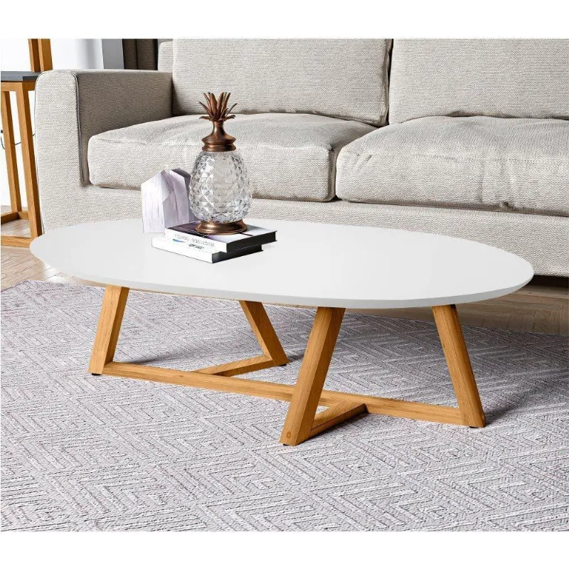 Mesa De Centro Mike Branco Amêndoa