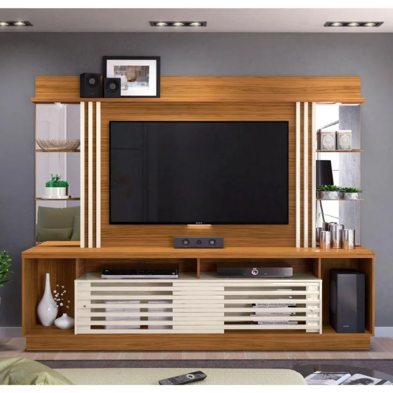 Rack Com Painel Para Tv Com Espelho Naturale Off White