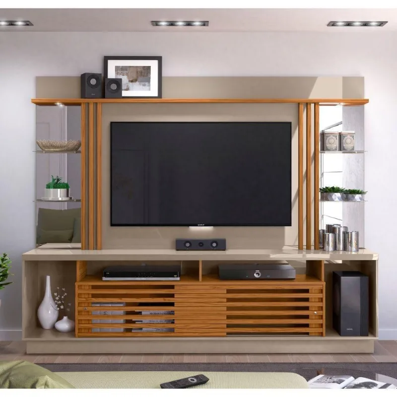 Rack Com Painel Para Tv Com Espelho Kevin Fendi Naturale