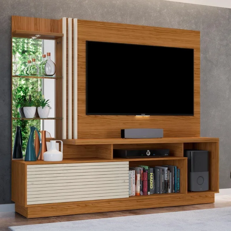 Rack Com Painel Para Tv Com Espelho Naturale Off White