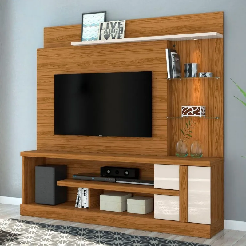 Rack Com Painel Para Tv Com Nichos Cooke Naturale Off White