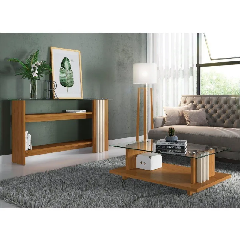 Jogo Aparador E Mesa De Centro Quinn Naturale Off White