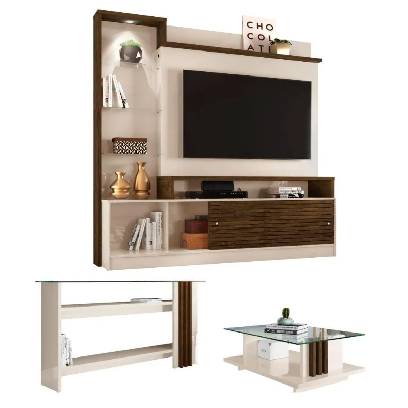 Conjunto Sala Completa Com Nichos Fletcher Off White Savana