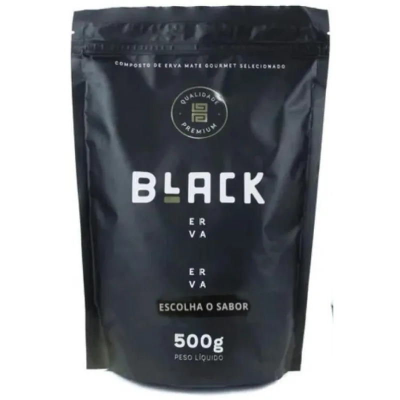 Tereré Black Erva Menta Limão Cuia + Bomba Inox+ Erva 500g