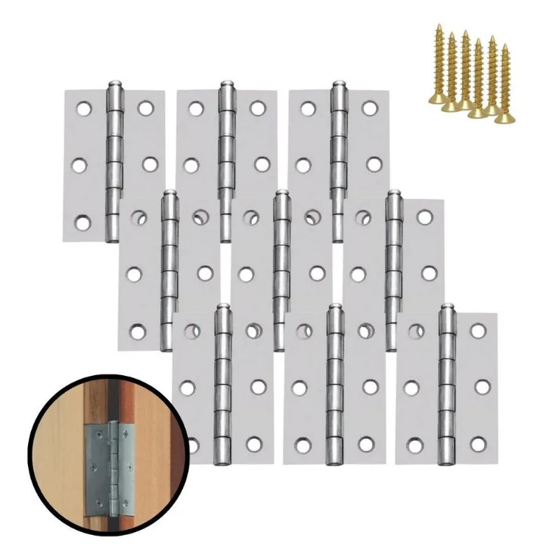 Kit 9 Dobradiças Zincada Para Porta De Madeira 8,9Cm