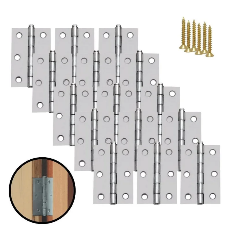 Kit 50 Dobradiças Zincada Para Porta De Madeira 8,9Cm