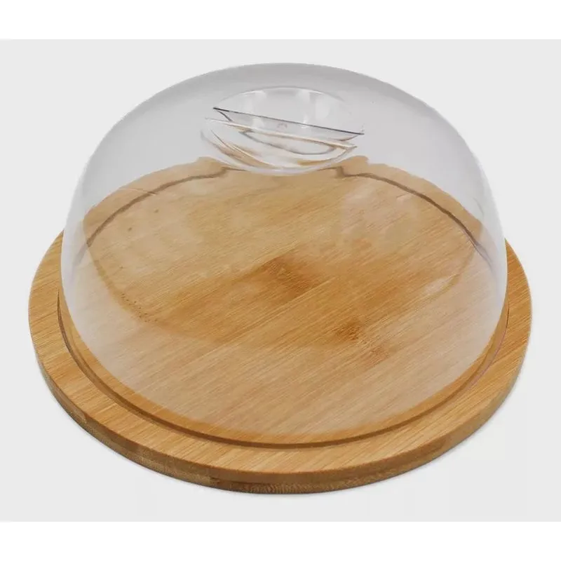 Porta Queijo Queijeira De Bambu Com Tampa Acrílico 19cm