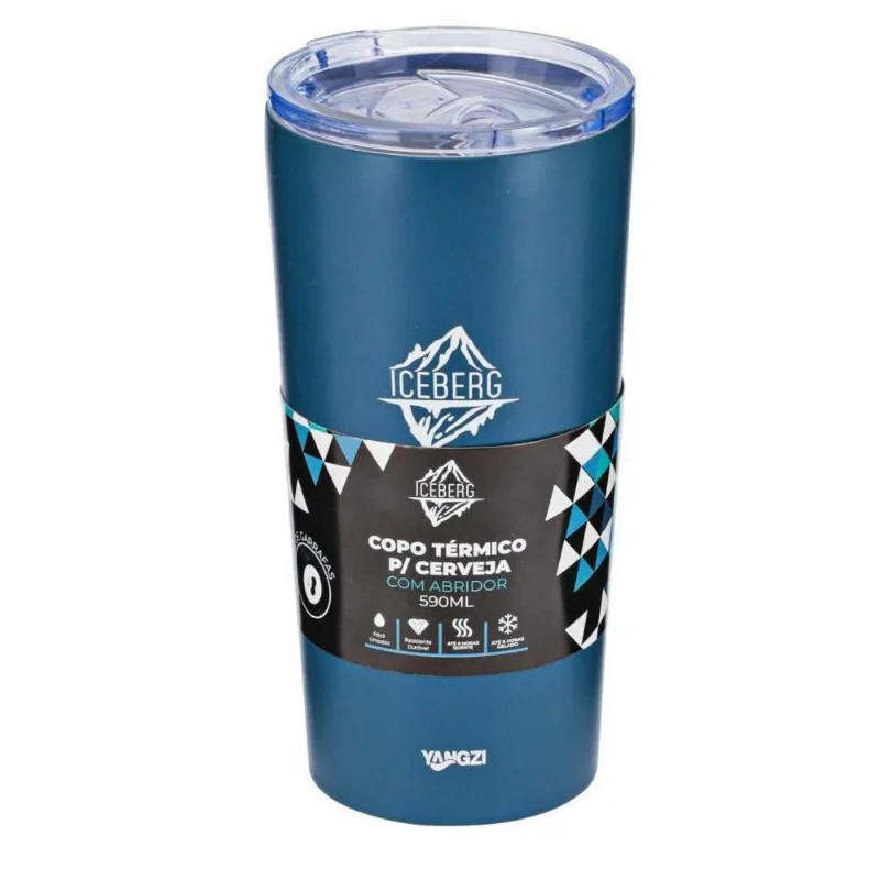Copo Térmico Cerveja 590ml Aço Inox Com Abridor Yangzi Az