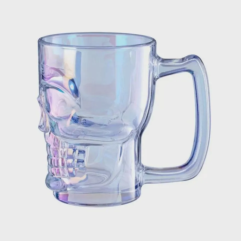 Caneca vidro chopp caveira furta-cor 350ml
