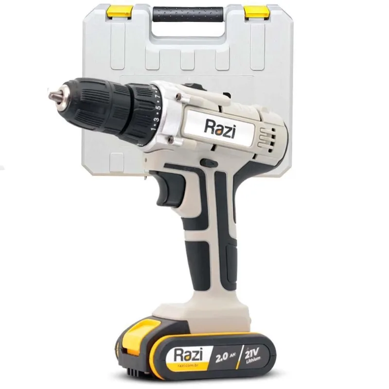 Parafusadeira Furadeira A Bateria Razi 21V Bivolt 3/8Pol