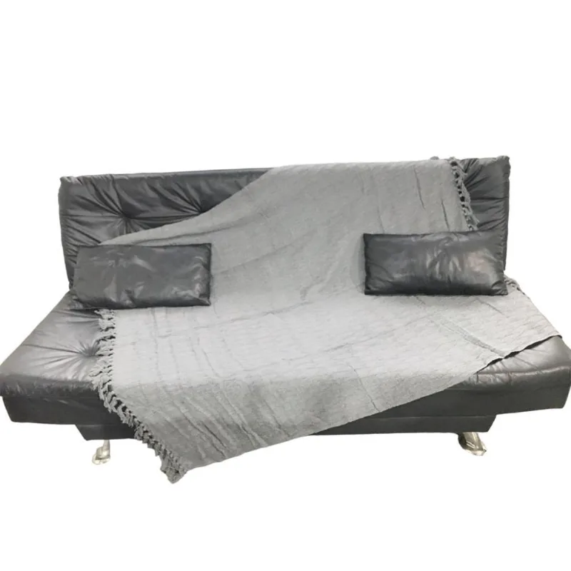 Xale Manta Decorativa Para Sofá Cinza Com Franja 1,20x1,80 Tuut