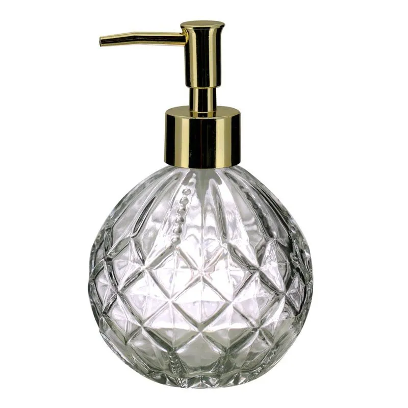 Porta Sabonete Líquido Vidro Vitral Dosador Dourado Gold - Tuut