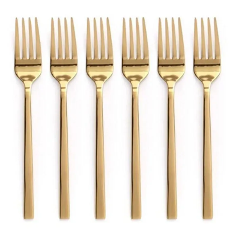 Jogo Garfo Sobremesa Inox Ibiza Gold Com 6 - Tuut