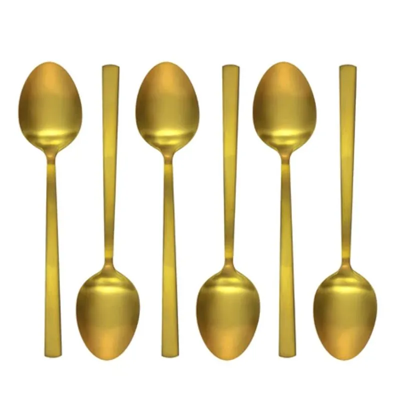 Jogo Colher De Cha Inox Ibiza Gold Com 6 - Tuut
