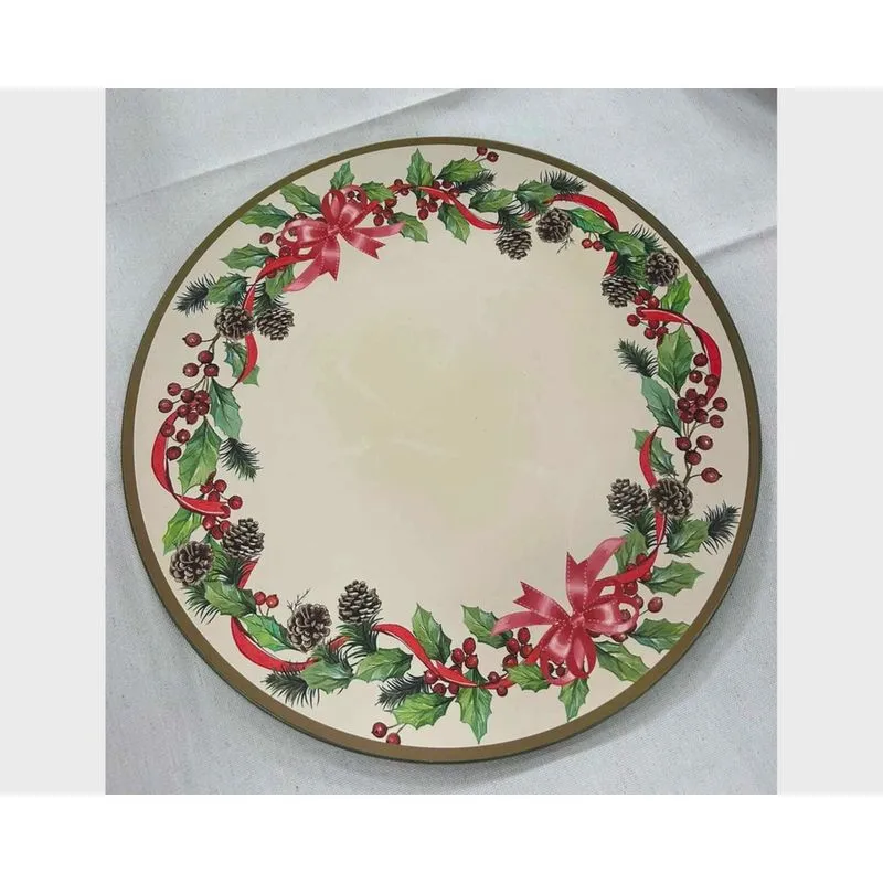 Sousplat Natal Borda Laço 33 cm Yangzi