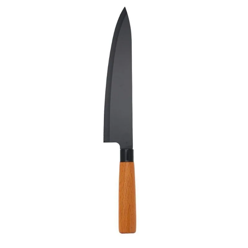 Faca Chef 8 Inox Premium Wood Black em Aço Inoxidável com Cabo de Madeira para Cozinha Tuut