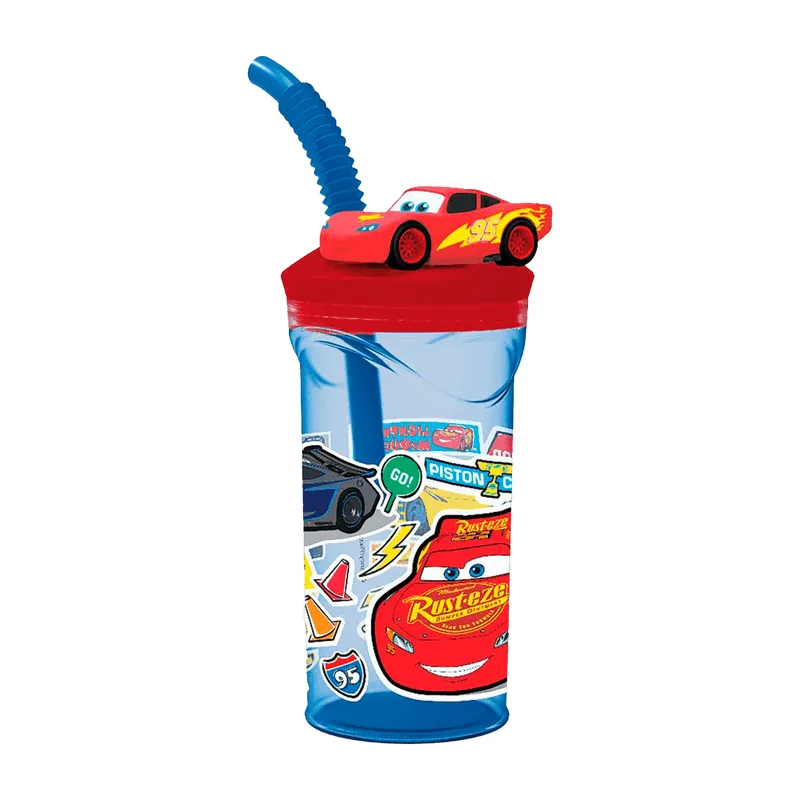 Copo Yangzi 3D Carros com Canudo 360ml UN