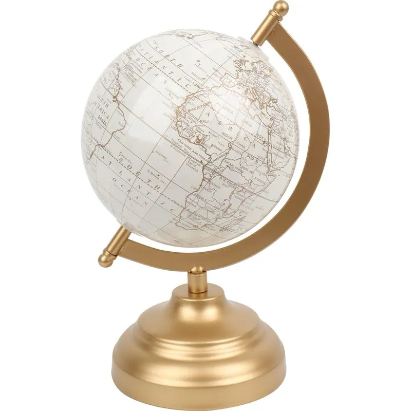 Escultura Atlas Mundi Branco E Dourado 12 7cm 27078 Tuut