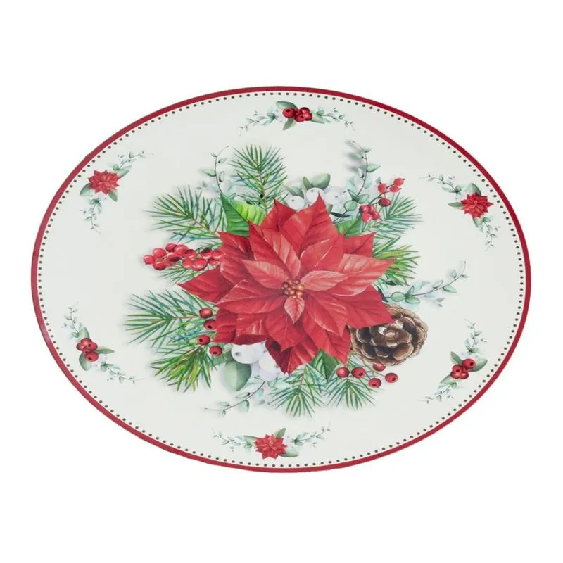 Sousplat Bico Papagaio Vermelho e Verde Com Borda Natal 33cm