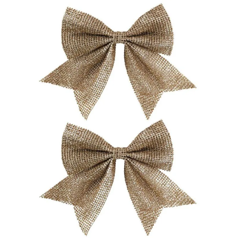 Jogo De Laços Para Decoração Glitter E Lantejoulas Telado Champanhe Creme Yangzi 13cm