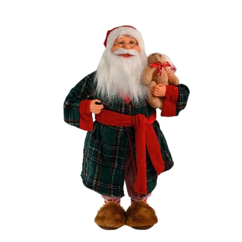 Boneco Papai Noel Pijama Roupão Natalino Decorativo 46 Cm