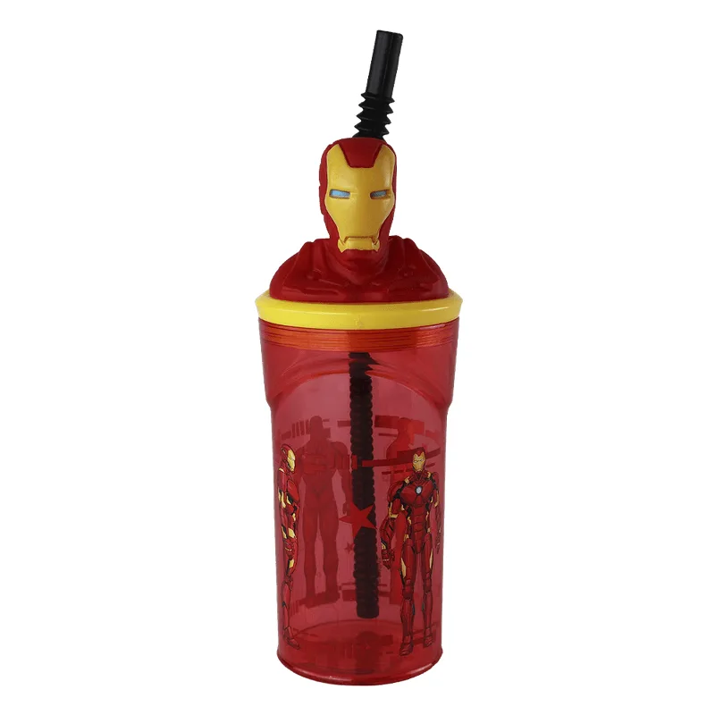 Copo Yangzi 3D Homem de Ferro com Canudo 360ml