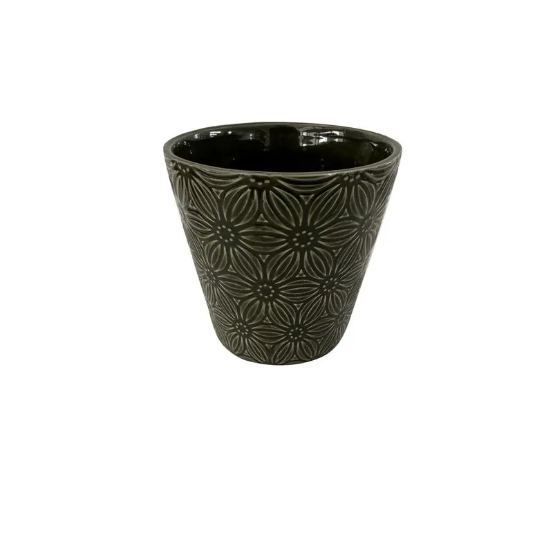 Vaso Dolomita Flower Marrom Escuro 13cm - Tuut