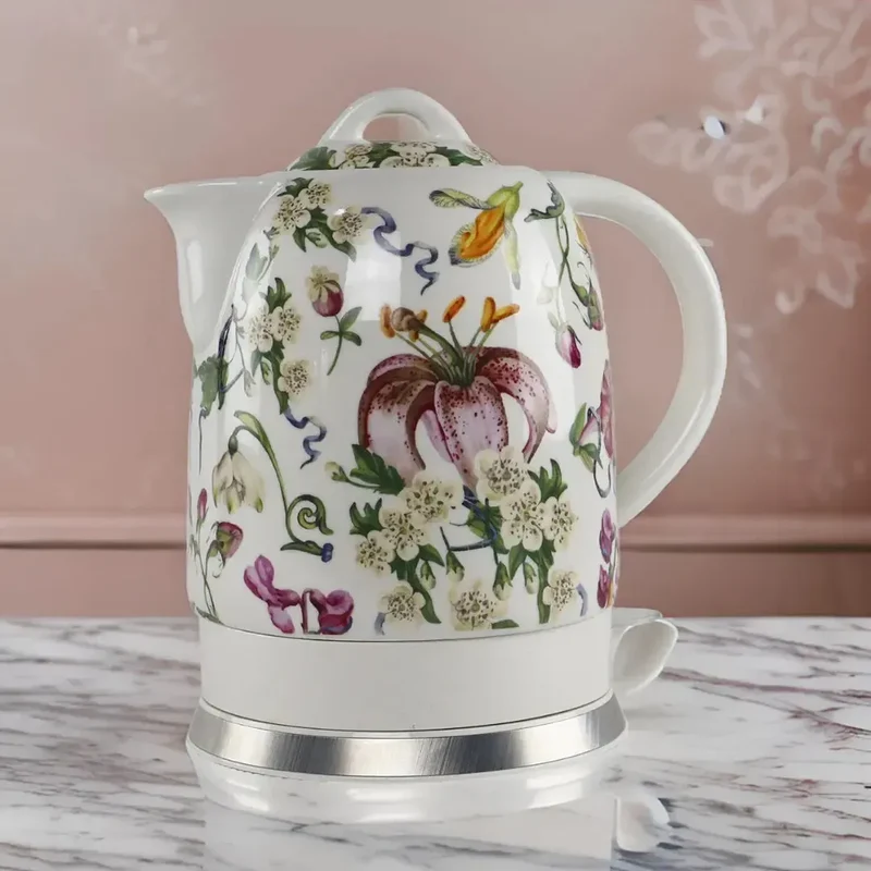Chaleira Elétrica Porcelana Elegance Branca Floral 1,5L 127V Tuut