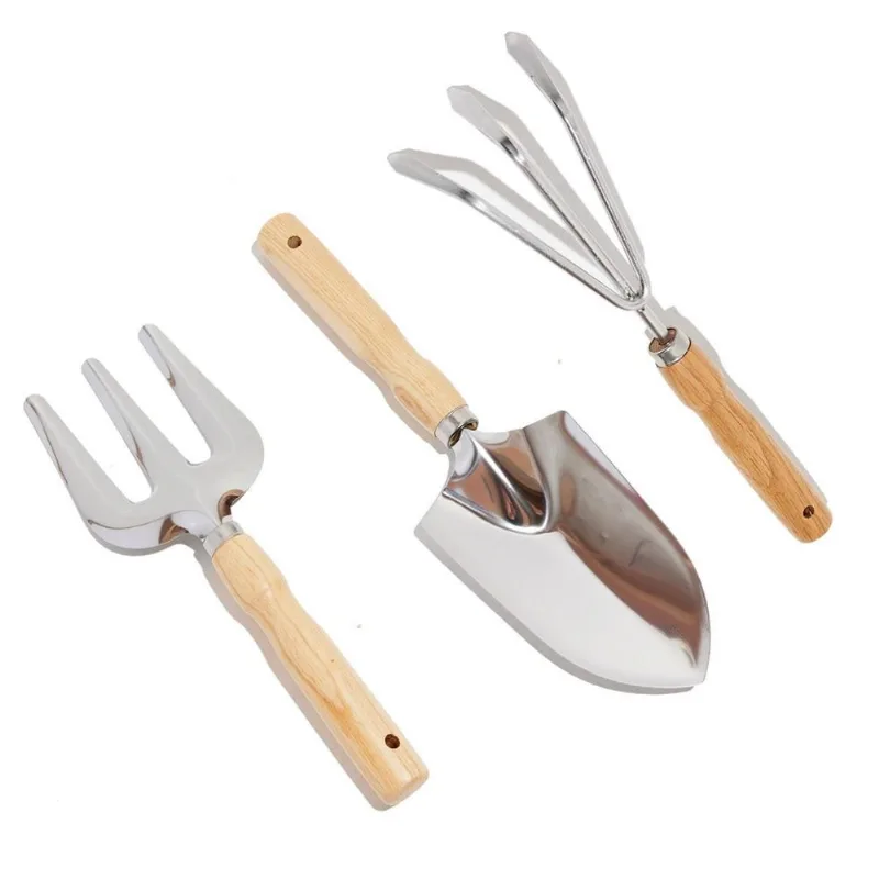 Kit Ferramentas Jardinagem Inox Premium Pá Rastelo E Garfo