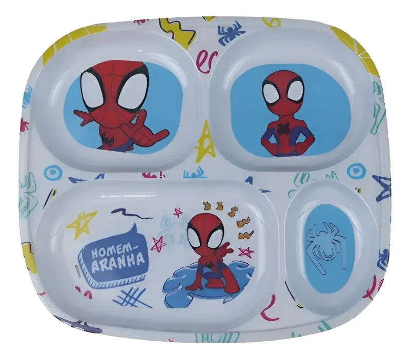 Prato Infantil Com Divisórias em Melamina Homem Aranha Spider Man