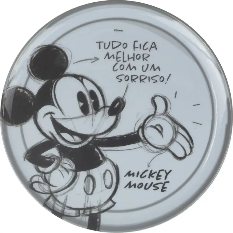 Prato Raso Infantil Criança Mickey Vintage Redondo em Melamina 25cm