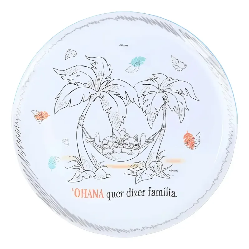 Prato Raso Infantil Criança Stitch Redondo em Melamina 25cm