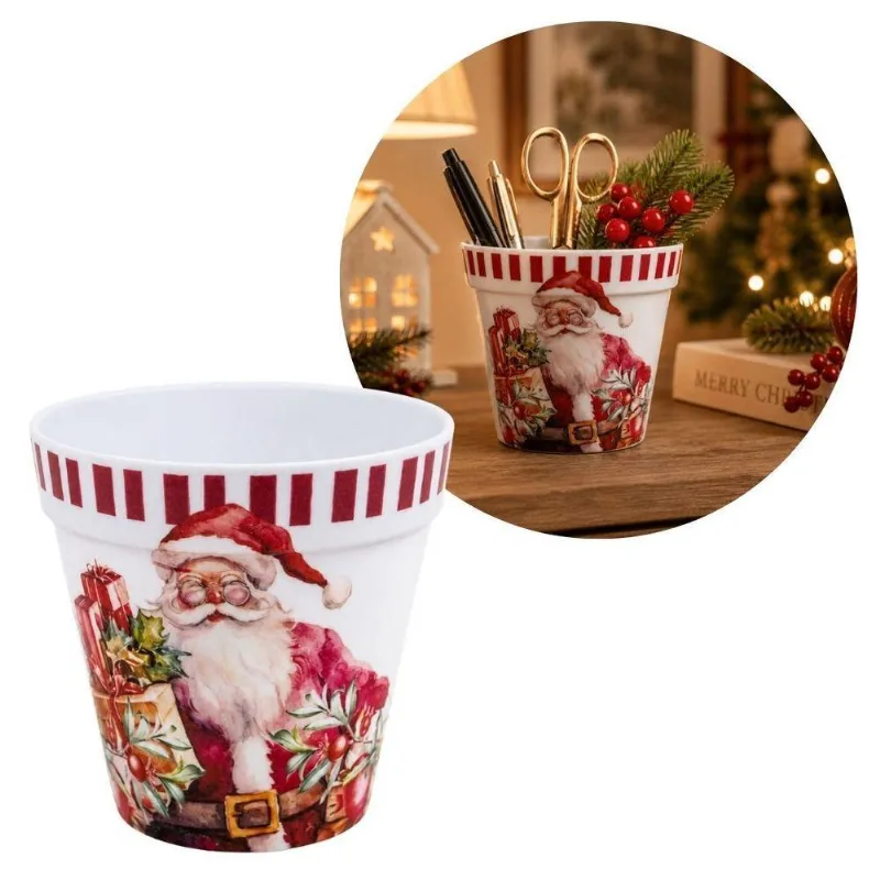 Pote Multiuso Decorativo Natalino Com Estampa Vintage De Papai Noel Vermelho Yangzi