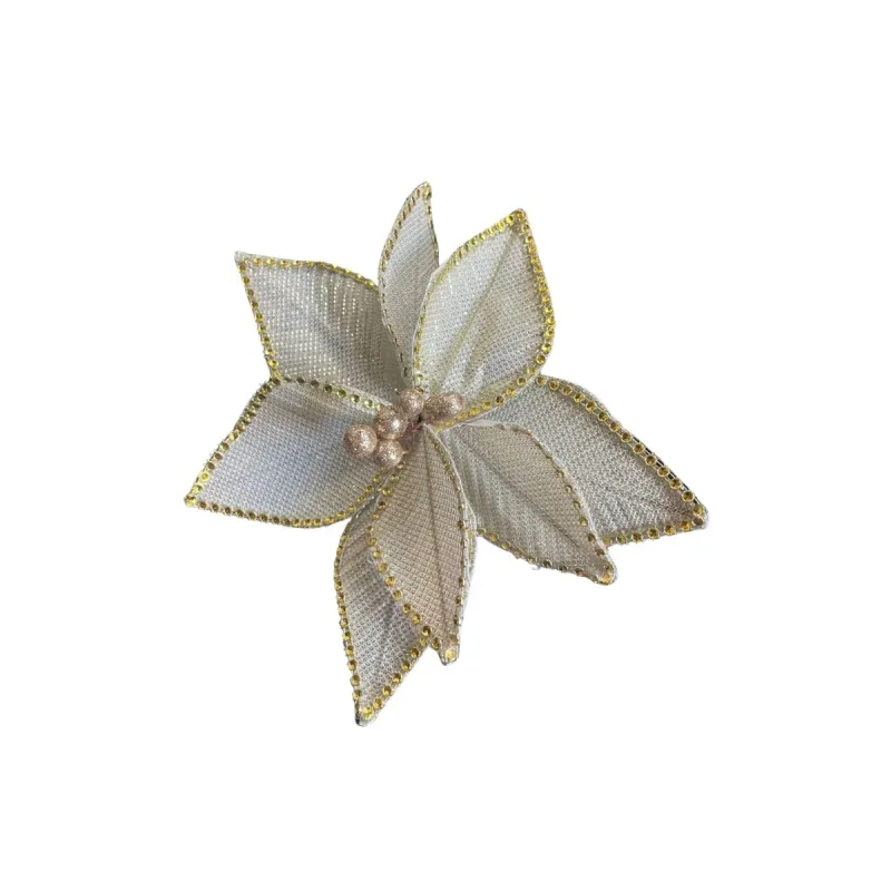 Flor Galho com Flores Bico de Papagaio Tuut 22x51cm Champagne