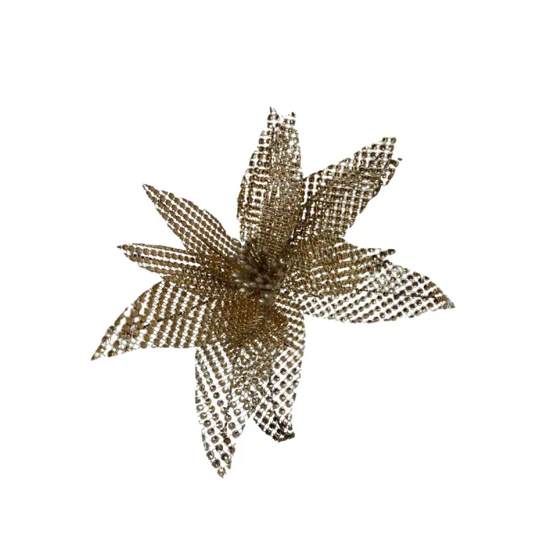 Flor Bico de Papagaio Magizi com Efeito Diamante 39x28cm Champagne
