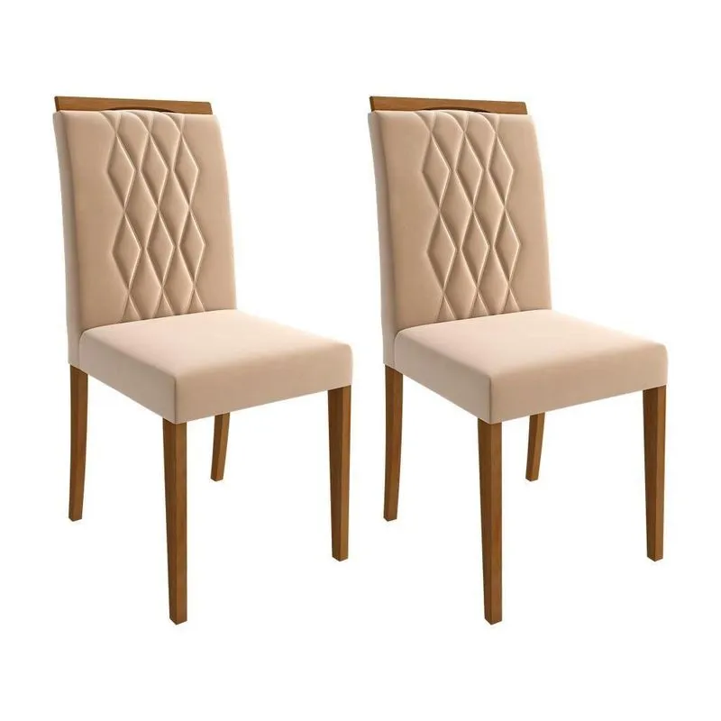 Kit Sala Jantar Helena 210X100 8 Cadeiras Juliana Cimol Nature/Off White/Madeira/Nude Nature