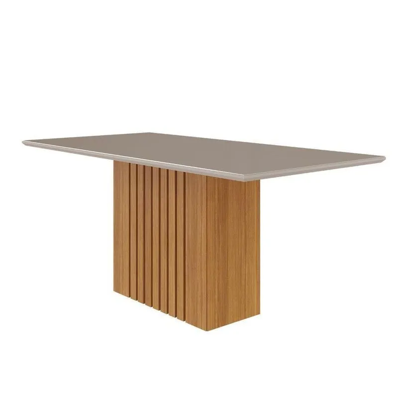 Conjunto Sala De Jantar Ana 130x80 Tampo Em Mdf/vidro 6 Cadeiras Cimol Nature Off White Madeira Nude