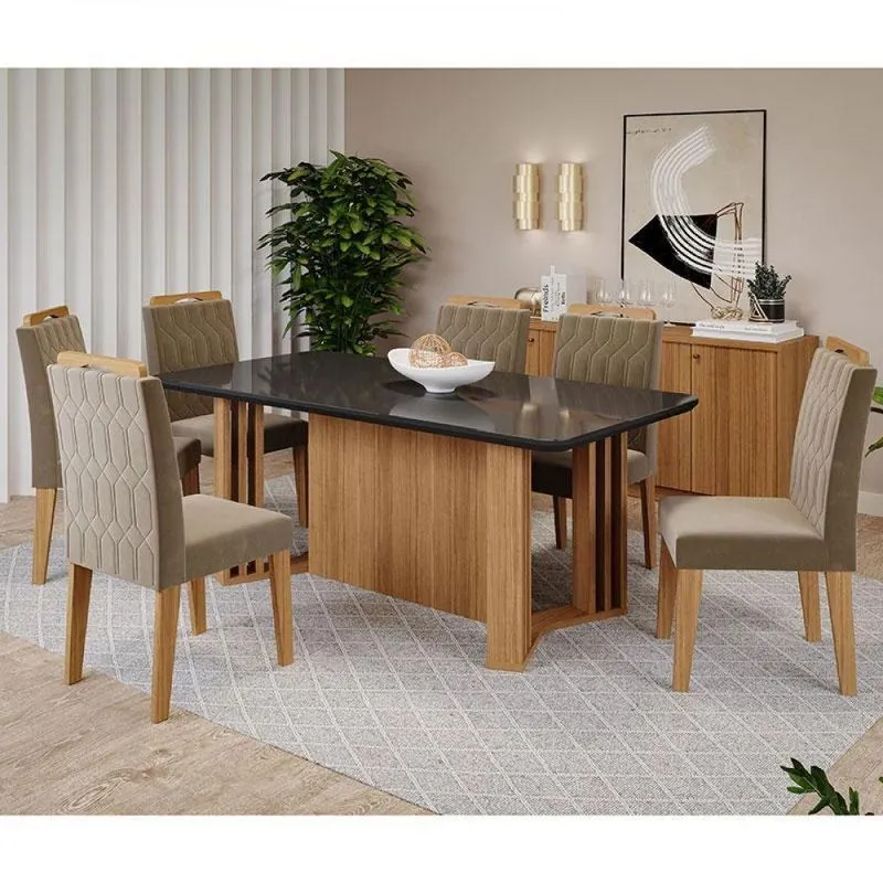 Conjunto De Mesa 1,80 6 Cadeiras Chumbo Joli