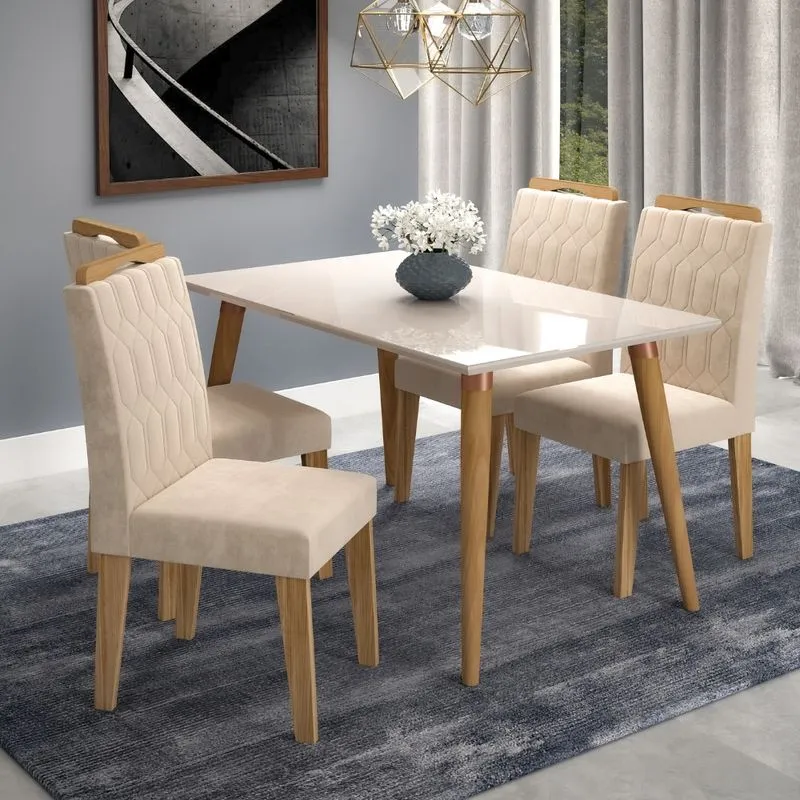 Conjunto Sala de Jantar Mesa Adele 130cm 4 cadeiras Paola Cimol