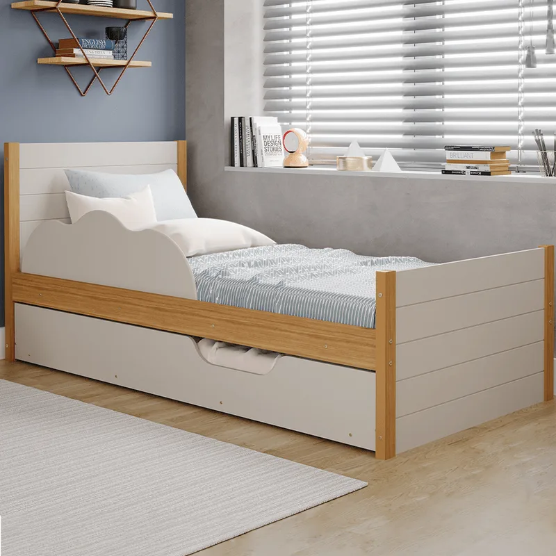 Bicama de Solteiro Elza Cimol Bibox Nature/Off White Nature Off White
