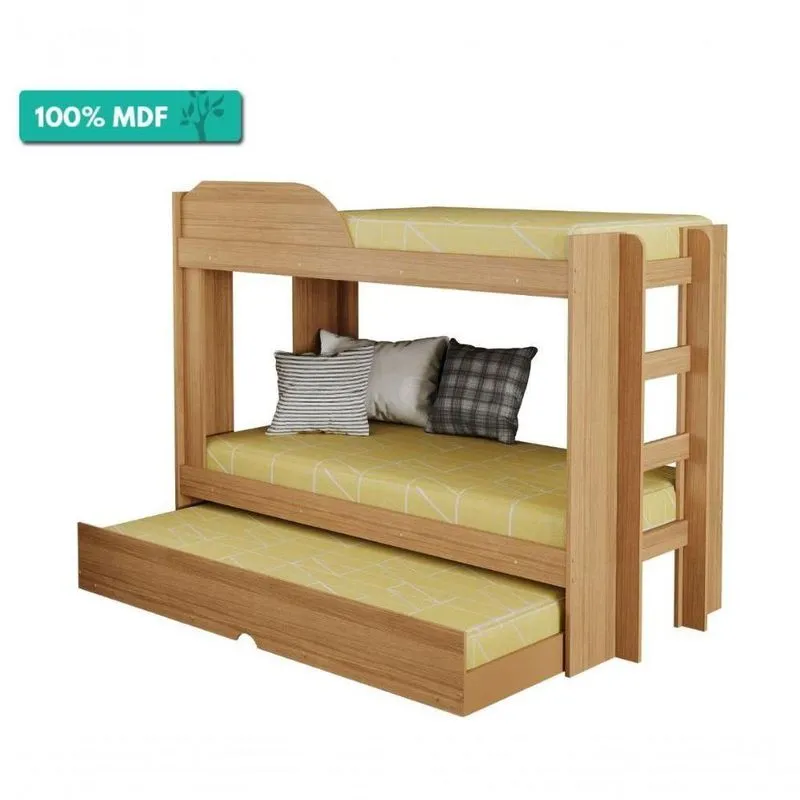 Treliche Solteiro c/ Protetor Lateral 100% Mdf Acabamento Em Laca Bia Cimol Nature Nature