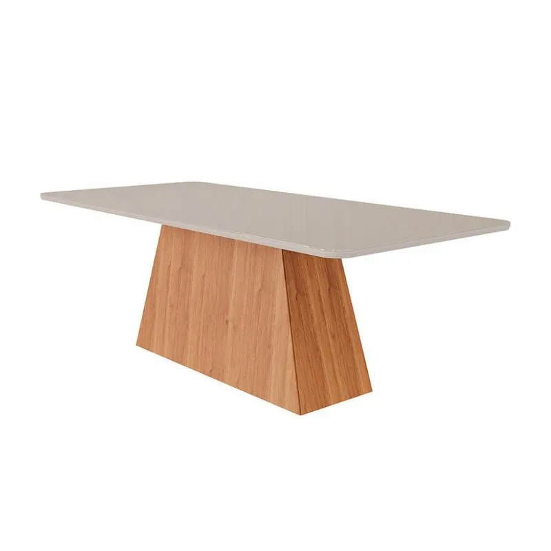 Mesa de Jantar Retangular Modern Design Helena MDF e Vidro Off White 210cm