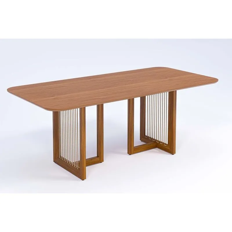 Mesa de Sala Jantar Regia Natuame c/ Tampo Madeirado 210x100cm Carvalho/Cinamomo - Cimol